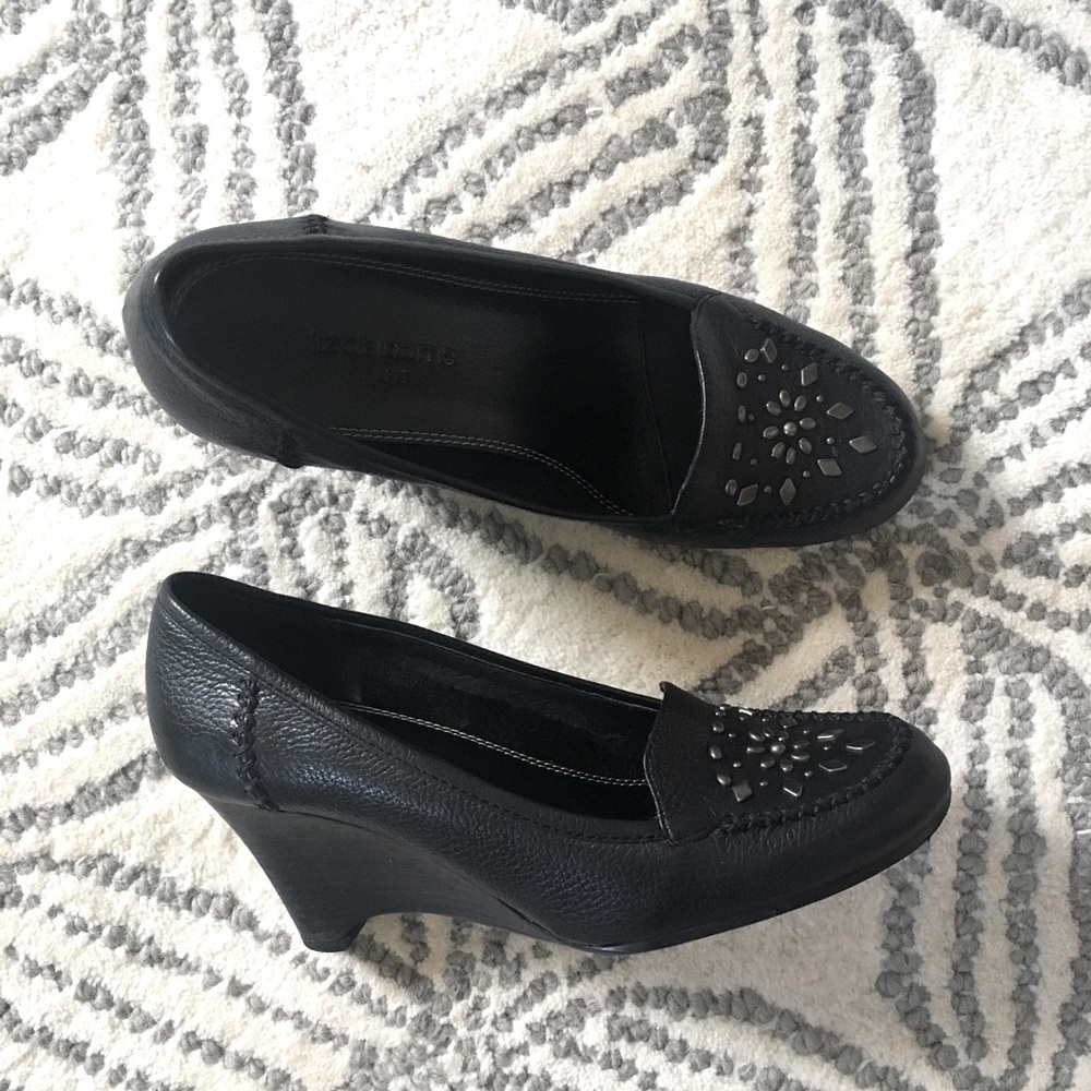 Liz Claiborne women’s black wedge heel shoes